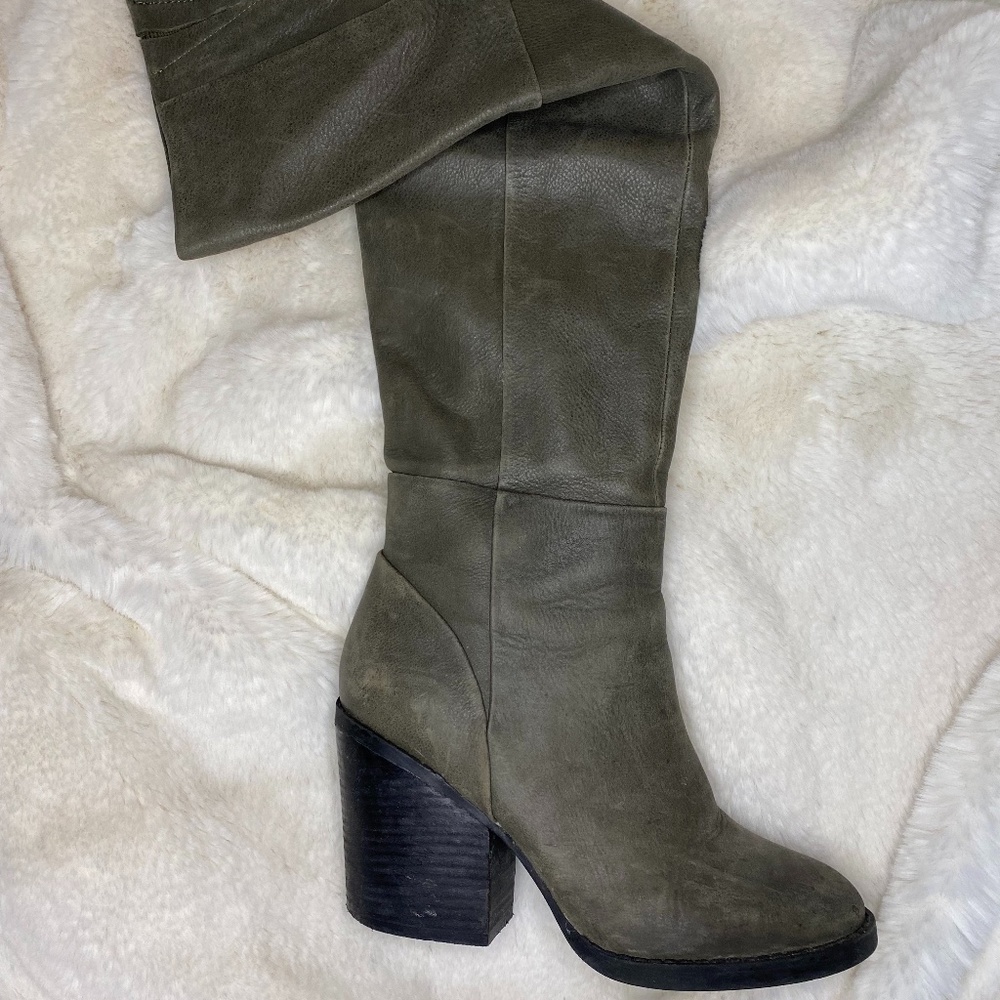 Aldo Gray Leather Over the Knee Boots